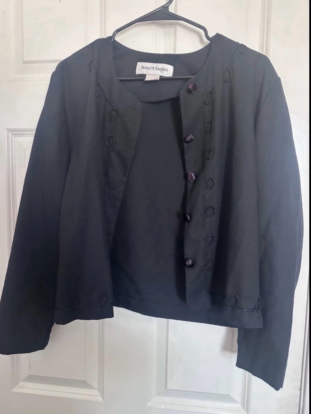 Norton McNaughton Black Cropped Decorative Button Jacket
